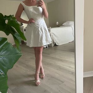 White structured mini dress